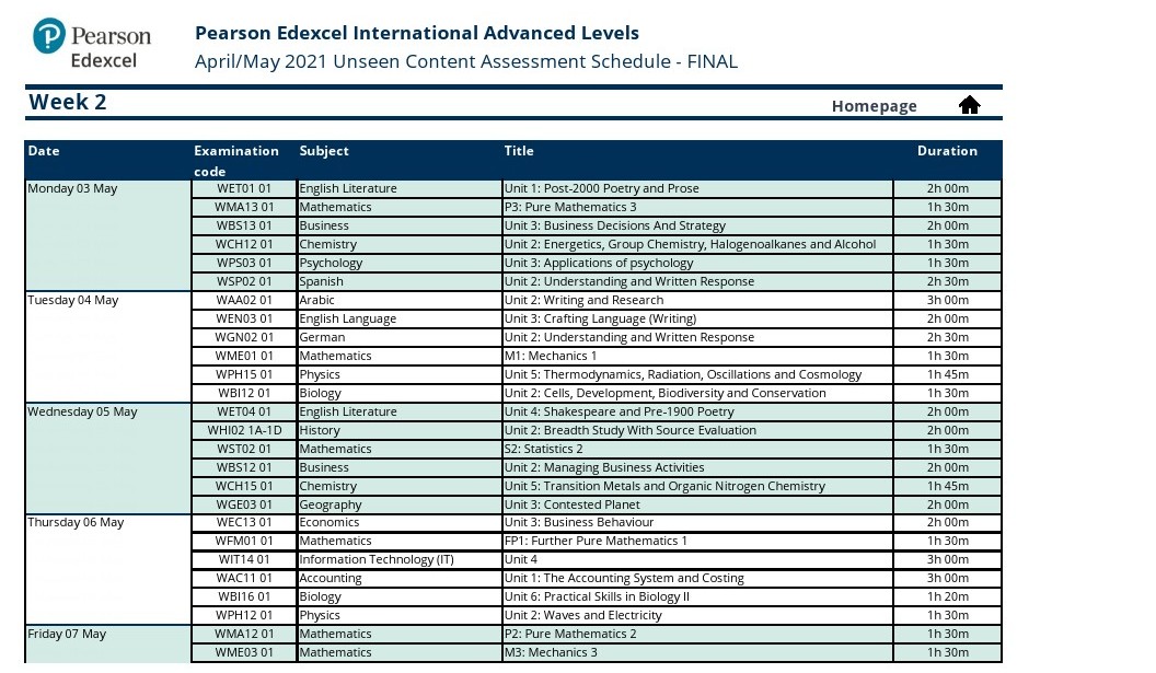 CHSE Students Timetables